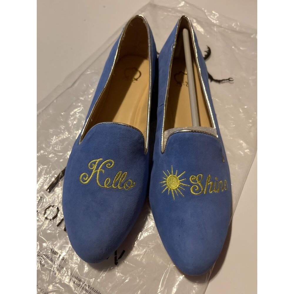 C. Wonder Womens Slip-On Flat Suede Baby Blue Chloe Casual Shoes Size 8W NWOB